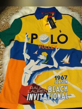 Ralph Lauren Polo Volley Beach Invitational Graphic Polo -  NWT-Size Small